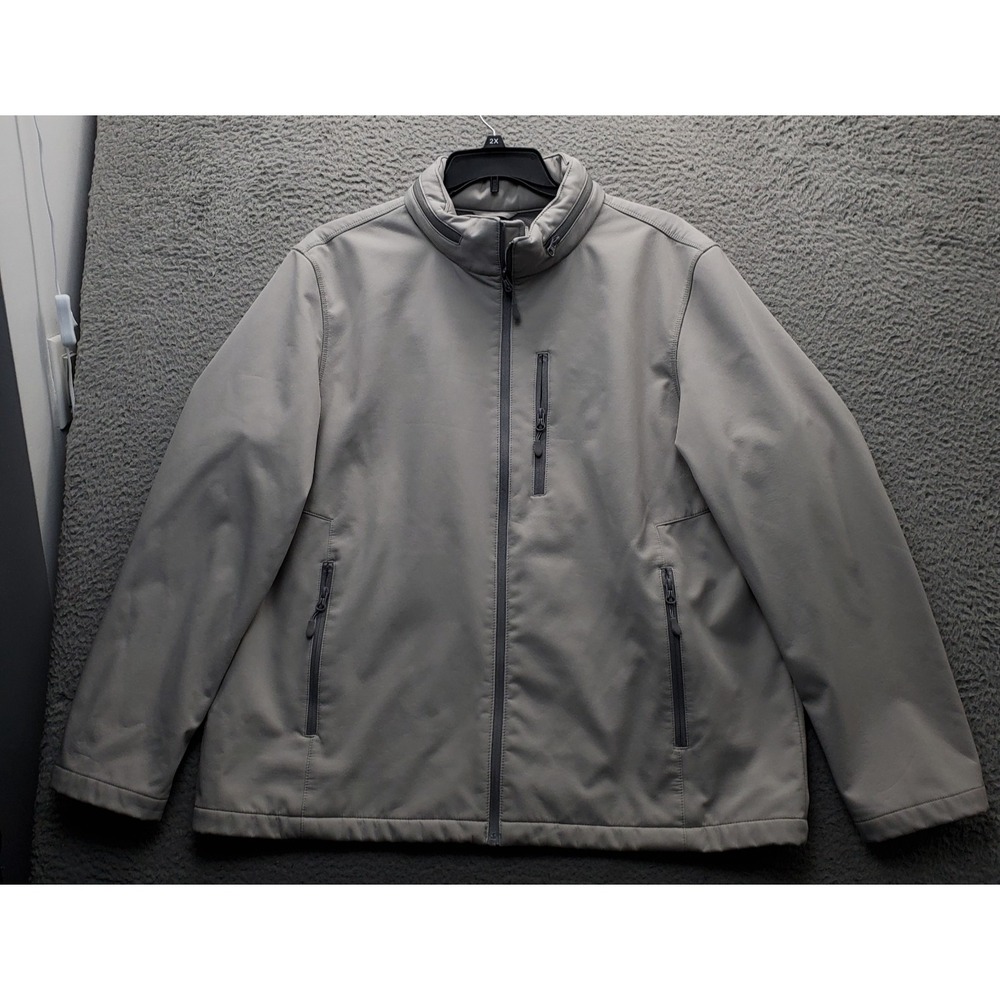 Propel Softshell Scola Jacket Mens XXL Gray Mesh Lined Zip Pockets Packable Hood